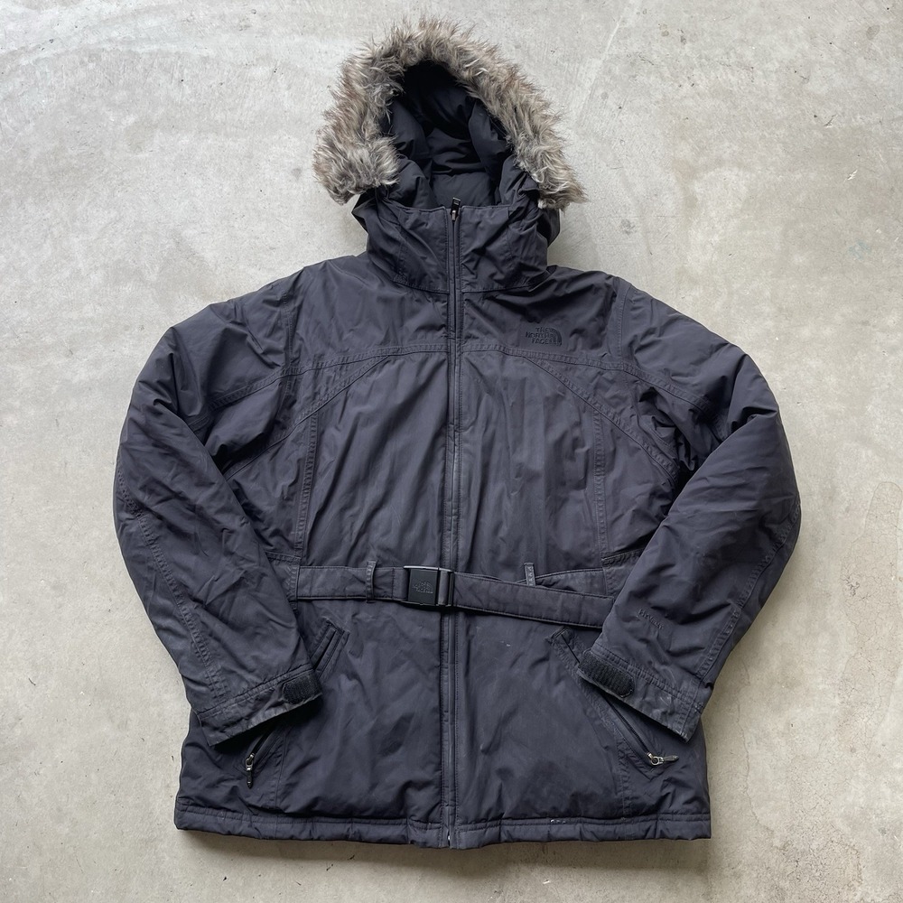 The North Face Hyvent Arctic Goose Down Faux Fur Hood Puffer Jacket Black XL‎